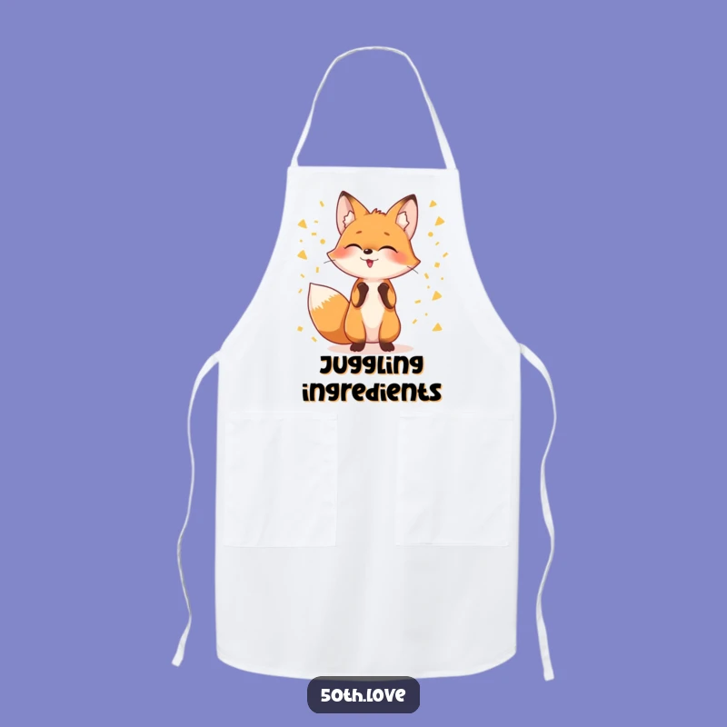 Funny Fox Juggling Confetti Apron: Cook Up Joyful Moments in Style!