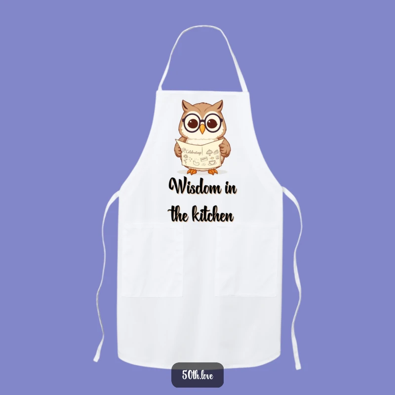 Study and Serve: Funny Owl Reading Scroll Apron