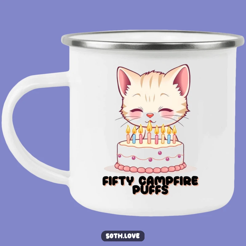 Funny Kitten 50th Birthday Camping Mug: Hilarious Adventure Fuel for Milestone Cheers