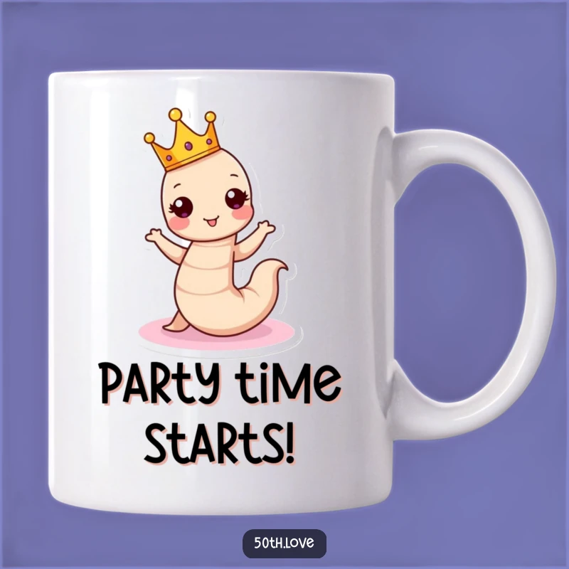 Funny Birthday Worm Mug: celebrate in royal style with cake fun