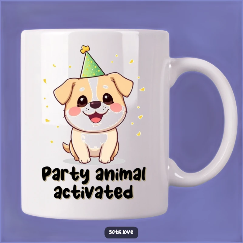 Funny Dog Juggling Confetti Mug - Happy Birthday Party Pup Gift