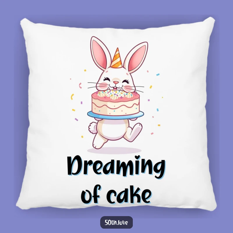 Funny Bunny Cake Pillow - Cozy Hopping Confetti Cushion
