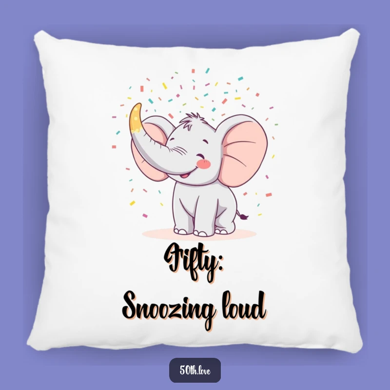 Funny Elephant Pillow for 50th Birthday: Comfy Celebration Accent Gift!