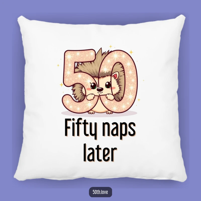 Funny Hedgehog 50th Birthday Pillow: Cozy Comfort for the Big Day