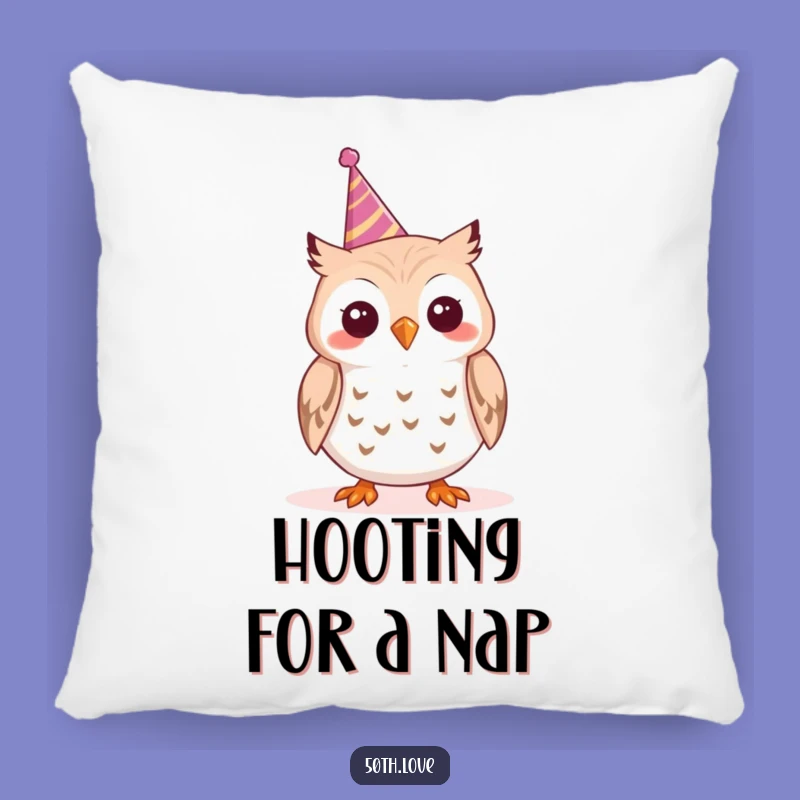 Funny Cheerful Owl Party Pillow - Cozy Tooting Owl Cushion