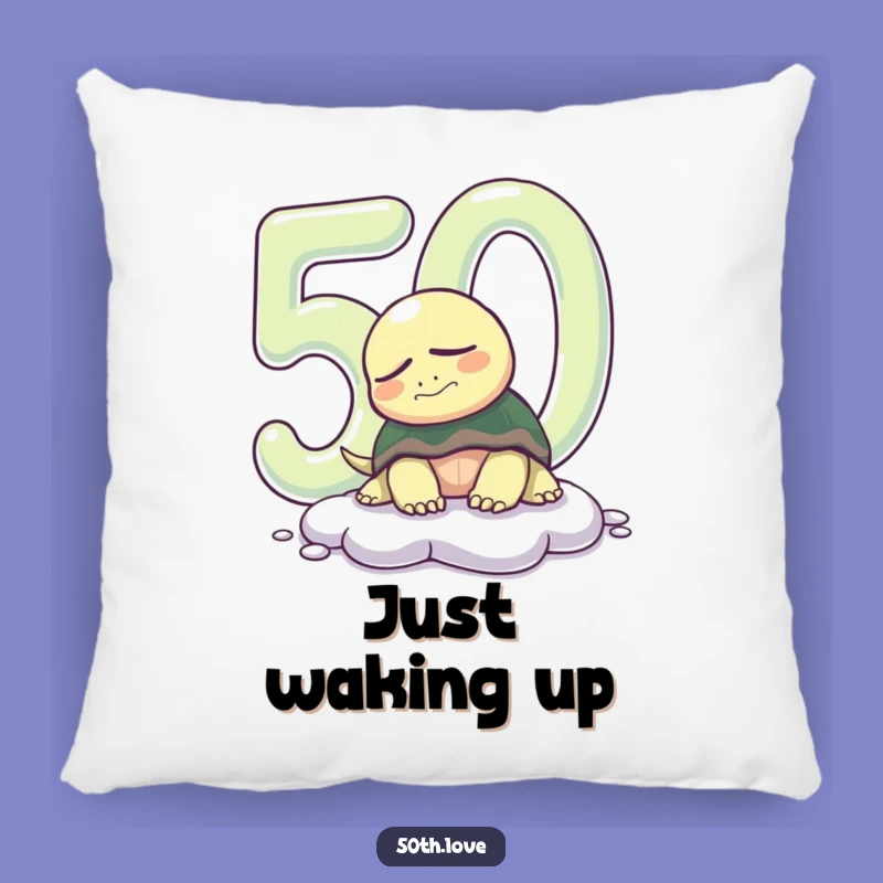 Funny 50th Birthday Turtle Pillow: snuggle up for a milestone birthday