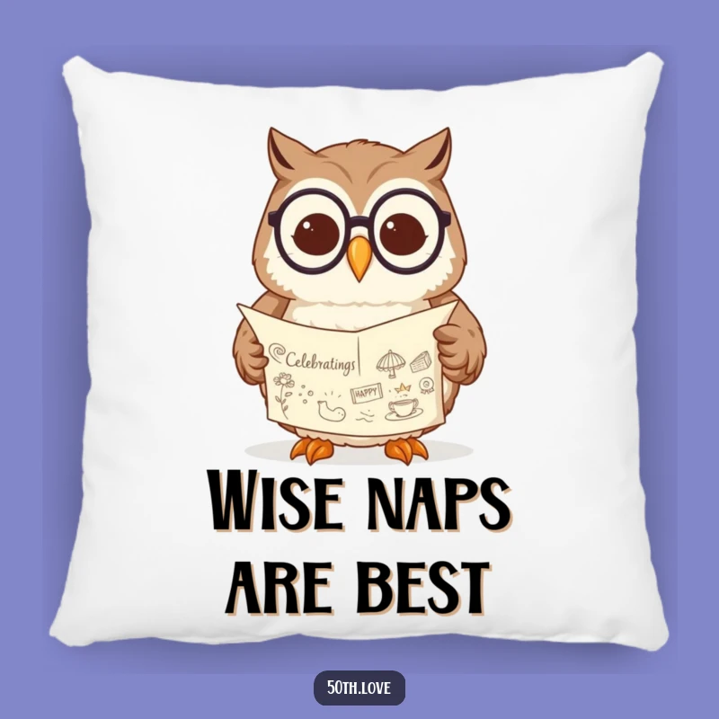 Rest Your Head on Wisdom: Funny Owl Reading Scroll Pillow