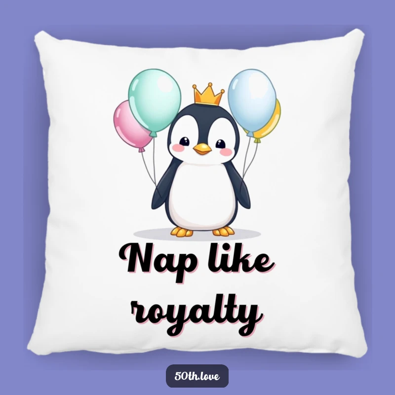 Soft Funny Penguin King Birthday Pillow - Snuggle Up with Royal Comfort!