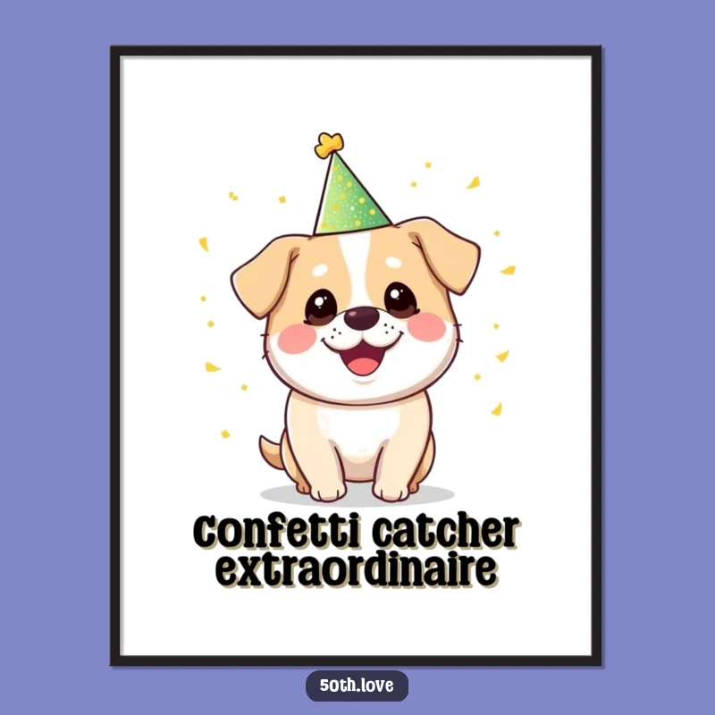 Funny Dog Juggling Confetti Digital Art Print - Whimsical Party Pup Decor