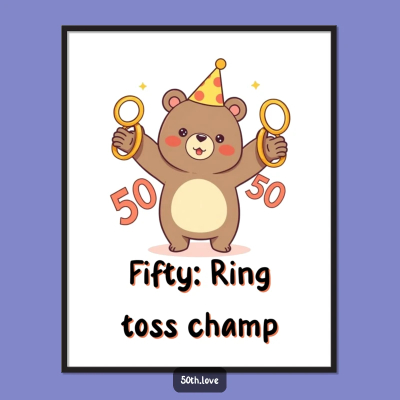 Funny 50th Birthday Bear Digital Art: Instant Hilarious Celebration Gift!