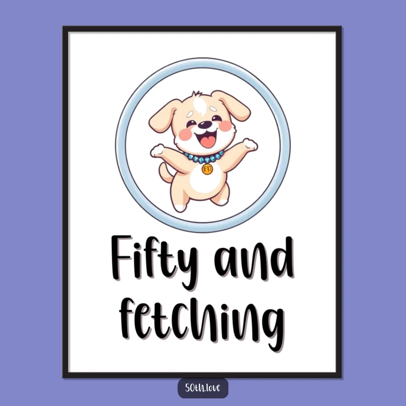 Instant Joy: Funny Giggling Dog Fifty Hoop Digital Art Print