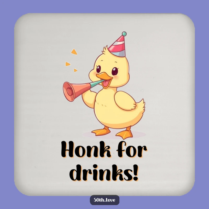 Funny Duckling Party Horn Drink Coaster: Protect Surfaces with Cheerful Noise!