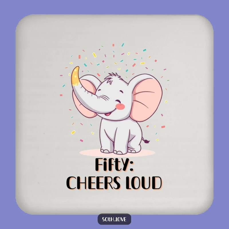 Funny Elephant Coaster for 50th Birthday: Protect Surfaces with Style!