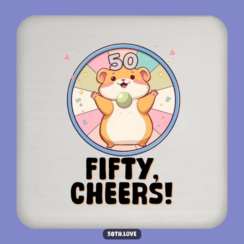 Funny Hamster '50' Wheel Drink Coaster - Protect Surfaces with Fun Flair!