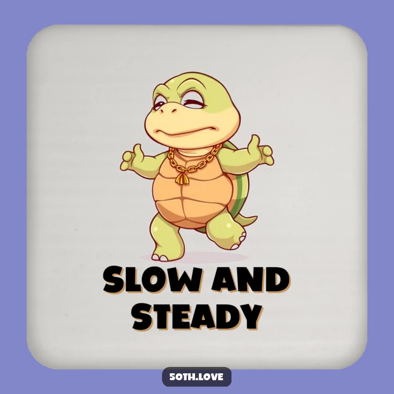 Funny Turtle 50th Birthday Drink Coaster: Hilarious Protection for Party Tables