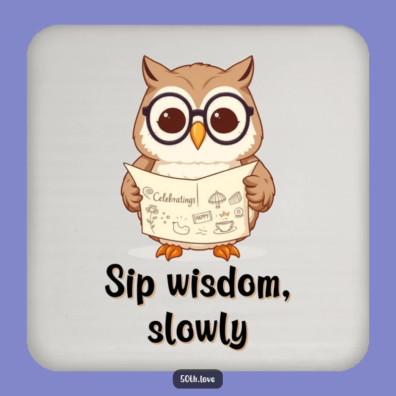 Protect Your Table with Wit: Funny Owl Reading Scroll Coaster