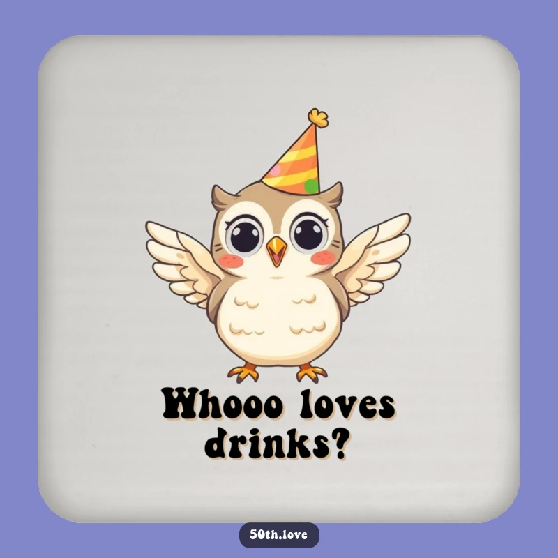 Funny Cheerful Owl Party Drink Coaster: Protect Surfaces with Wise Fun!