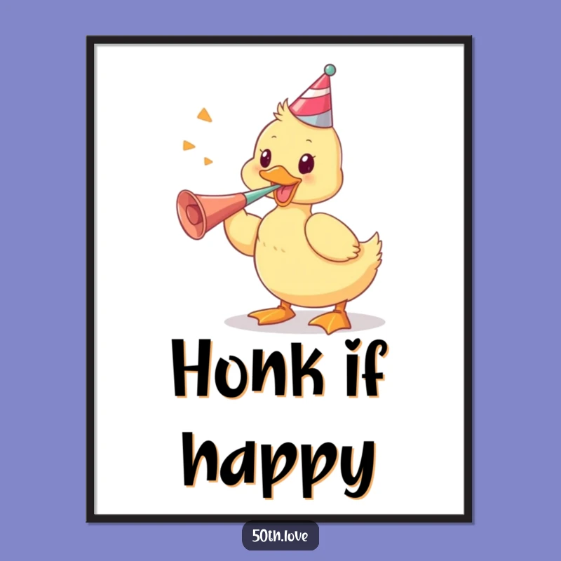 Duckling Party Horn Poster: Funny Art for Energetic Decor!