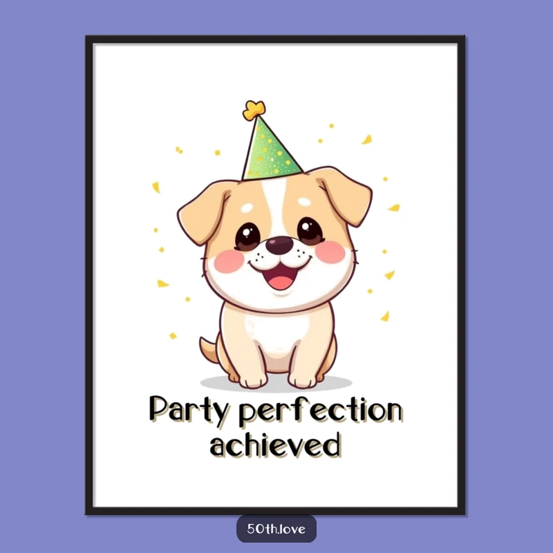 Funny Dog Juggling Confetti Poster - Whimsical Party Pup Art