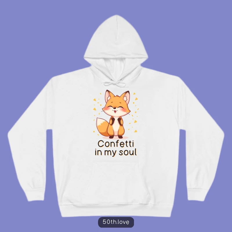 Cozy Giggling Fox Confetti Hoodie: Funny Warmth for Joyful Celebrations