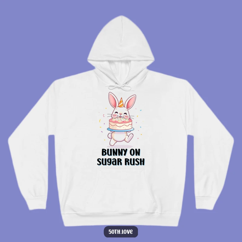 Funny Bunny Cake Hoodie - Cozy Hopping Confetti Sweatshirt