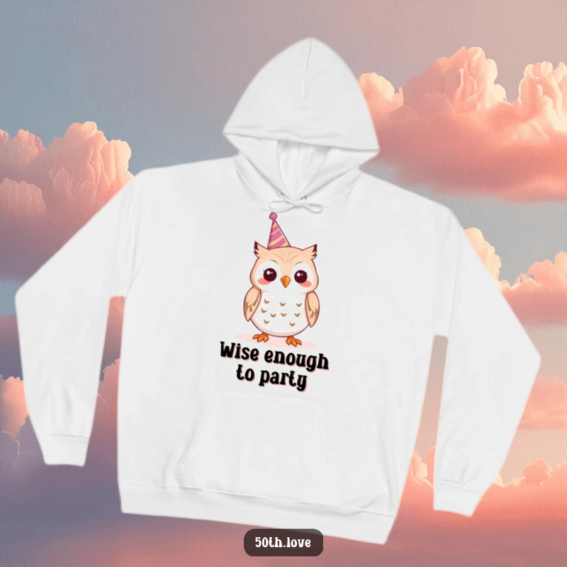 Funny 'Party Owl' Hoodie: A cheerful owl excitedly toots a tiny party horn, radiating pure celebration and fun.