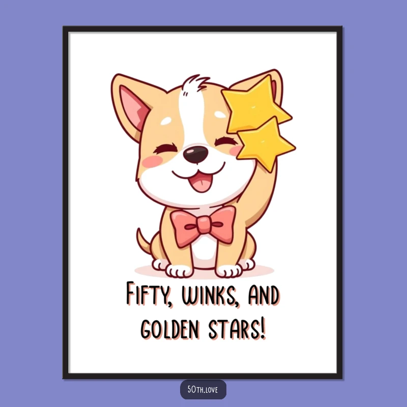 Free Printable Funny Dog Star Art - Dapper Bow Tie Downloadable Decor