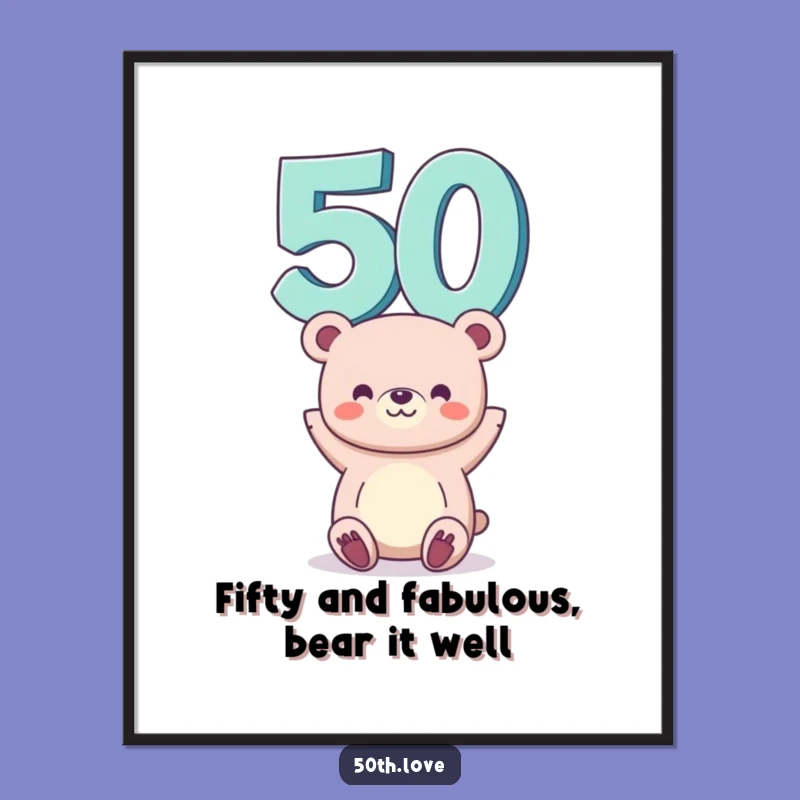 Free Printable Wall Art: Funny Bear Balancing 50, Downloadable Humorous Decor