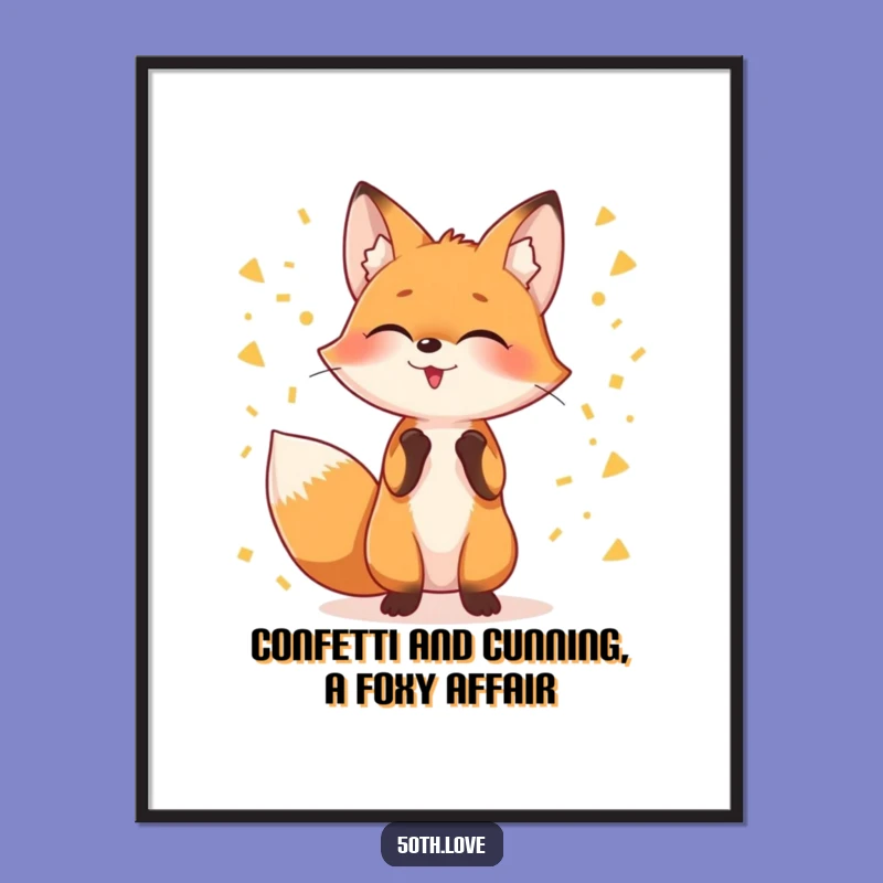 Free Printable Wall Art: Giggling Fox Juggling Confetti, Whimsical Downloadable Decor