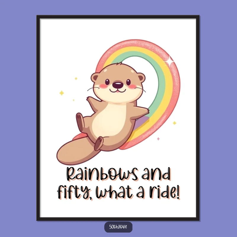 Free Printable Funny Otter Rainbow Art - Hilarious Downloadable Decor for Any Room
