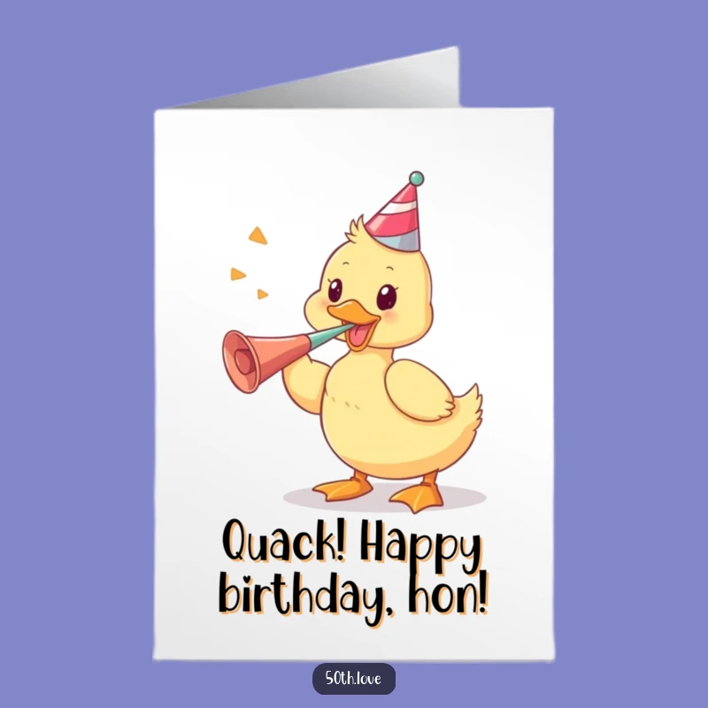 Free Printable Birthday Card: Duckling's Party Horn Blast, Fun Downloadable Celebration