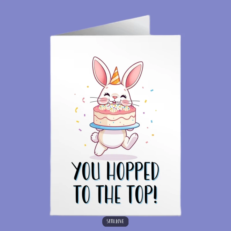 Free Printable Funny Bunny Card: Cake Congrats, Hilarious Downloadable Celebration Greeting