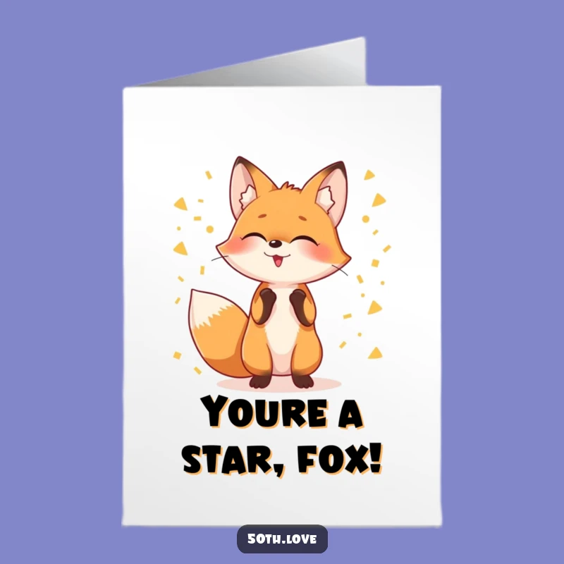 Free Printable Congratulations Card: Juggling Fox, Festive Downloadable Success Message
