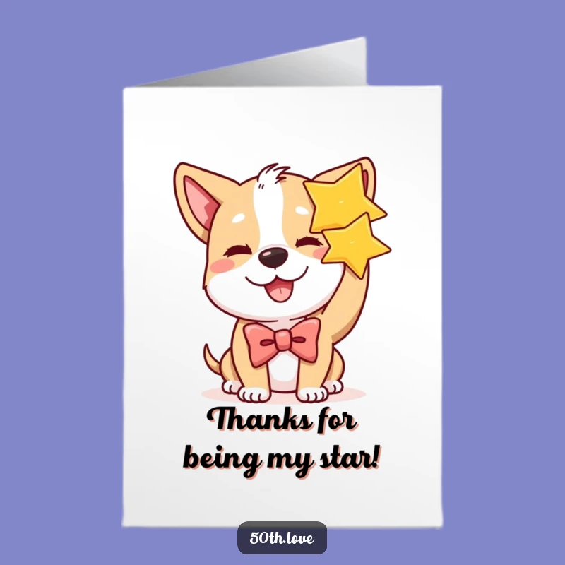 Free Printable Dog Star Thank You Card - Winking Bow Tie Appreciation Downloadable
