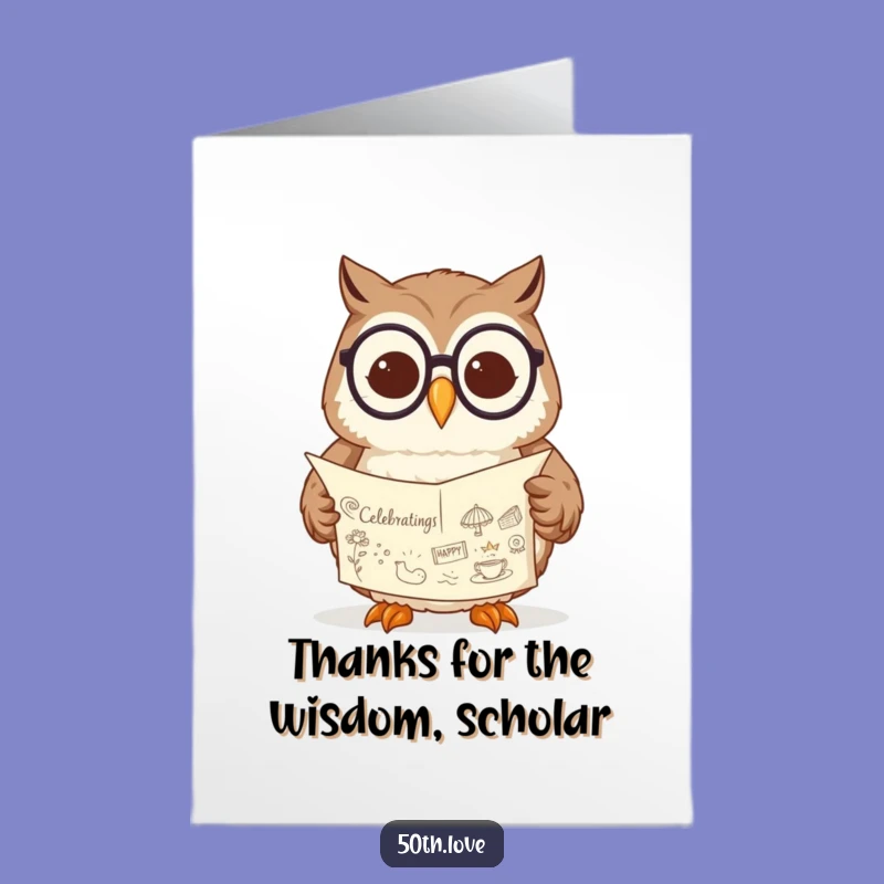 Free Printable Owl Thank You Card: Wise Owl Appreciation Funny Downloadable Gift