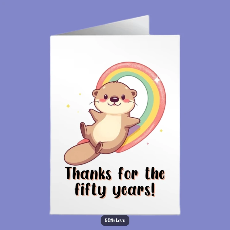 Free Printable Thank You Otter Card - Humorous Rainbow Appreciation Downloadable Gift