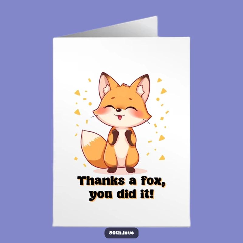 Free Printable Thank You Card: Fox's Confetti Thanks, Downloadable Expressive Gratitude