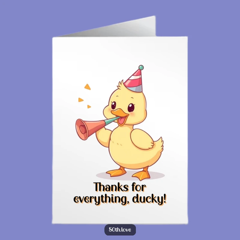 Free Printable Thank You Card: Duckling's Cheerful Horn, Downloadable Grateful Blast