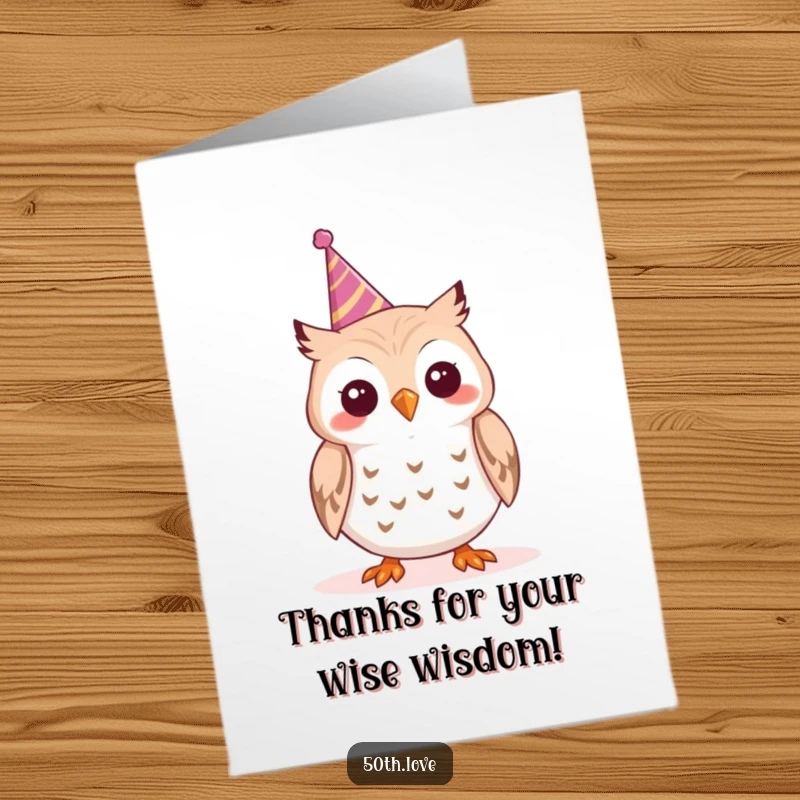 Funny Free Printable Thank You Card: A cheerful owl toots a party horn with excitement.