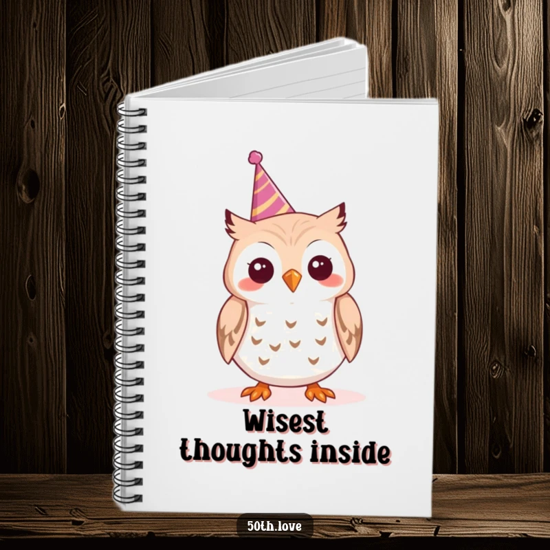Funny 'Party Owl' Notebook: A cheerful owl toots a tiny party horn, perfect for jotting down festive thoughts and plans.