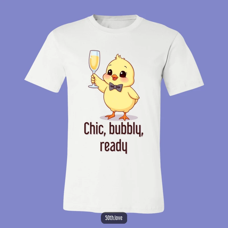 Funny Bow Tie Chick Champagne Toast T-Shirt: Party in Style