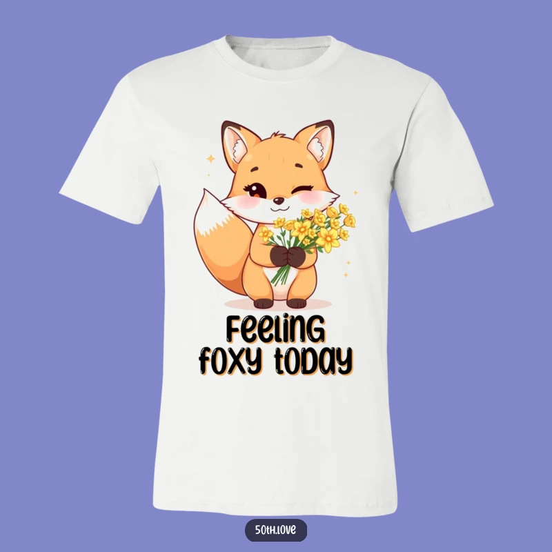 Funny Winking Fox Golden Bouquet T-Shirt: Spread Joy and Style