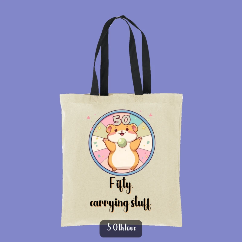 Funny Hamster '50' Wheel Tote Bag - Carry Your Celebration Everywhere!